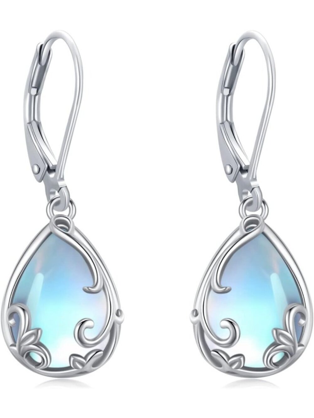 Sterling Silver Drop Dangle Earrings with Colorful Stone for Women - Elegant